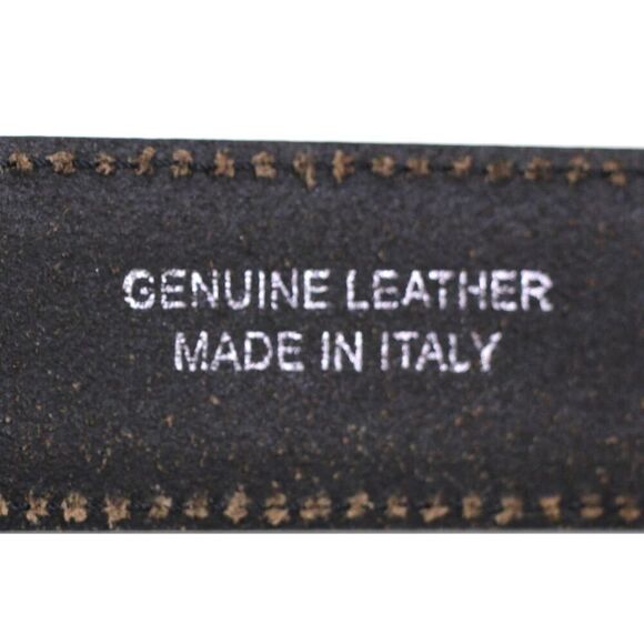 ITALY BLACK REAL LEATHER 1 1/8"Wd STITCH CASUAL DRESS MEN'S BELT Sz 38 (A45 - Picture 9 of 14